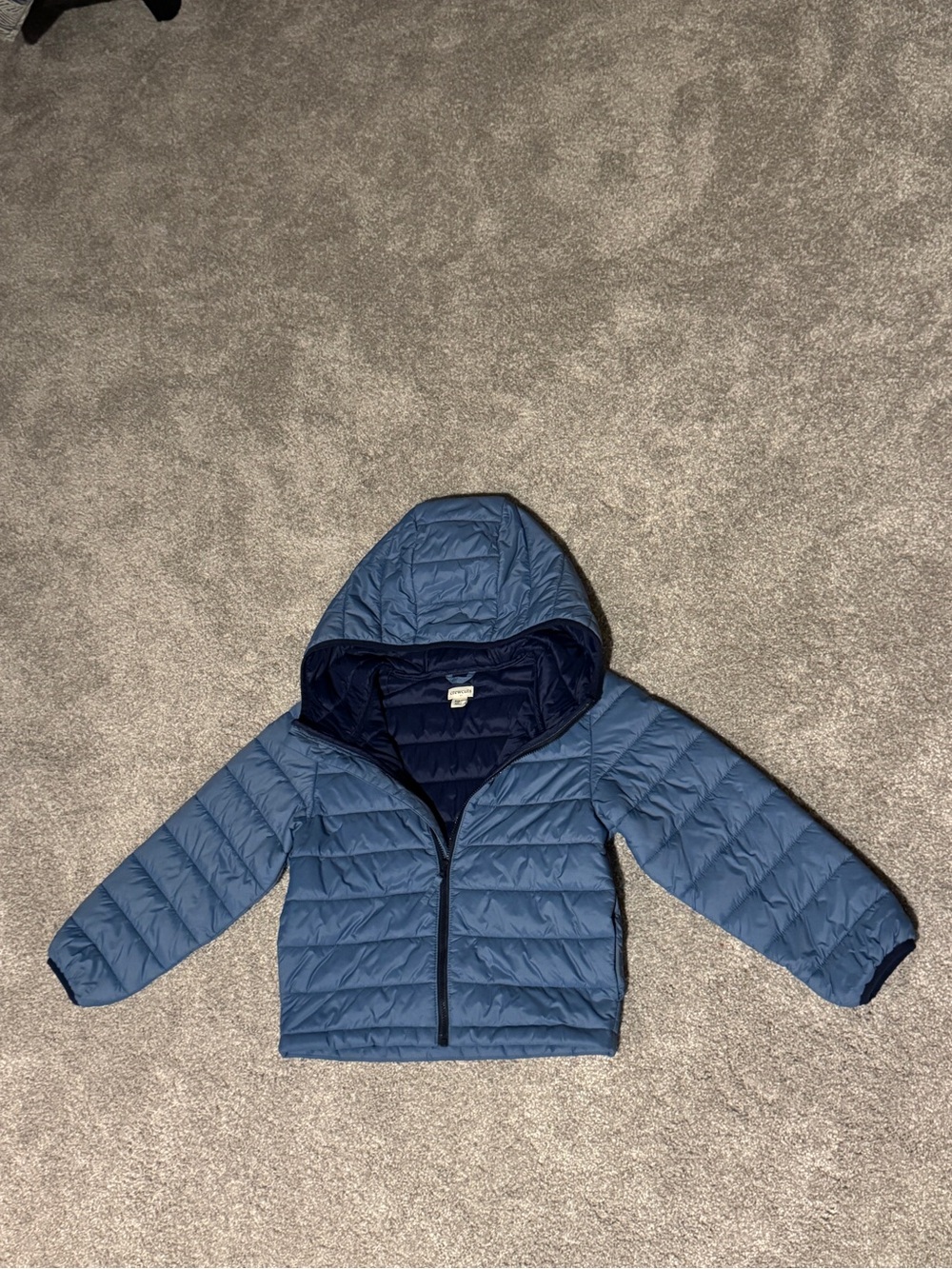 Kids Crewcuts Size 6/7 Light Hooded PufferJacket - Blue